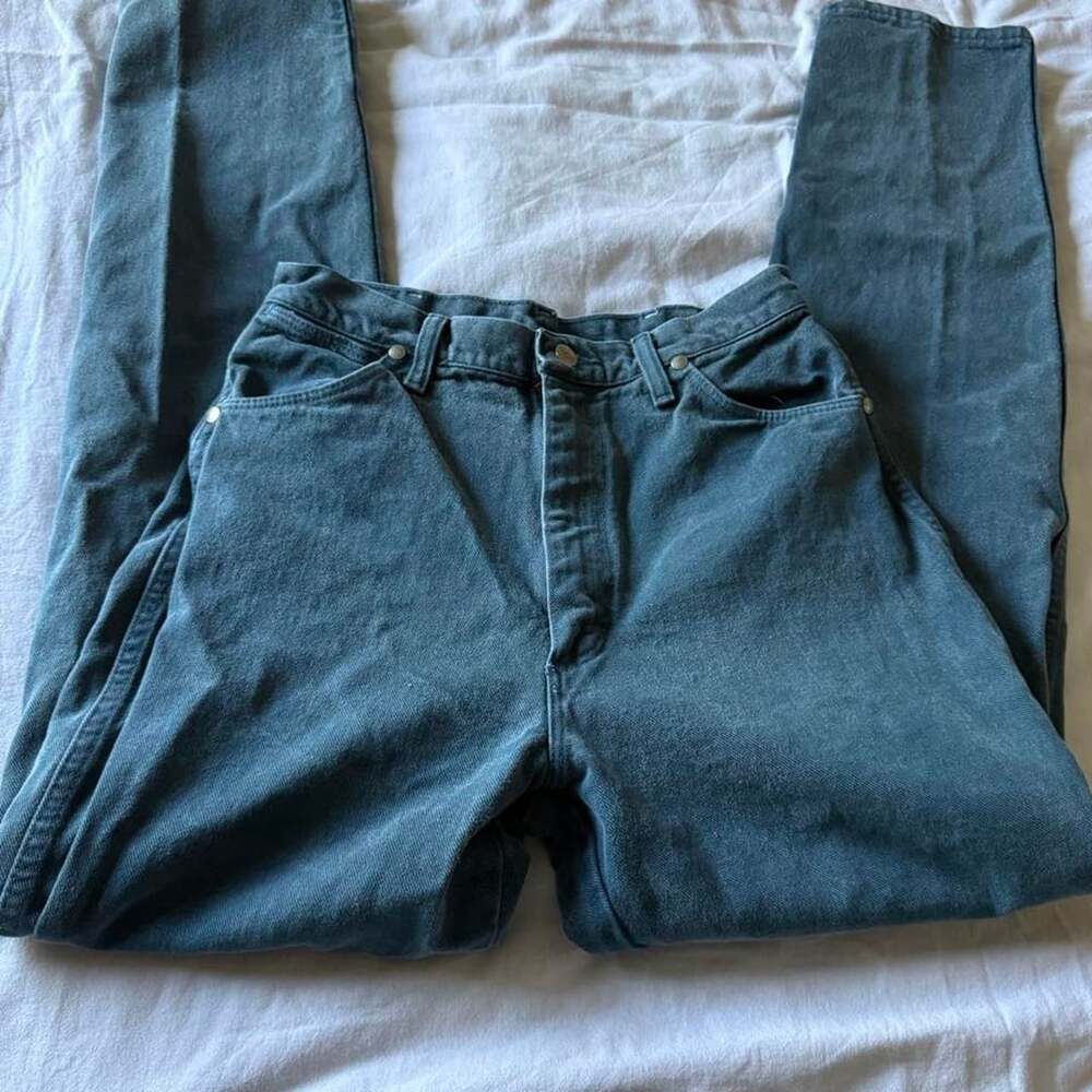 Wrangler Vintage High Waisted Tapered Jeans Size 29W Slate Teal